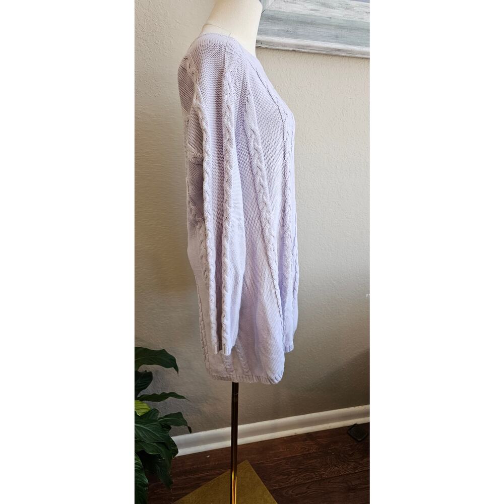 Soft Surroundings Women's Cable Knit Cozy Tunic Pullover Sweater Size L Lavender - Picture 3 of 6
